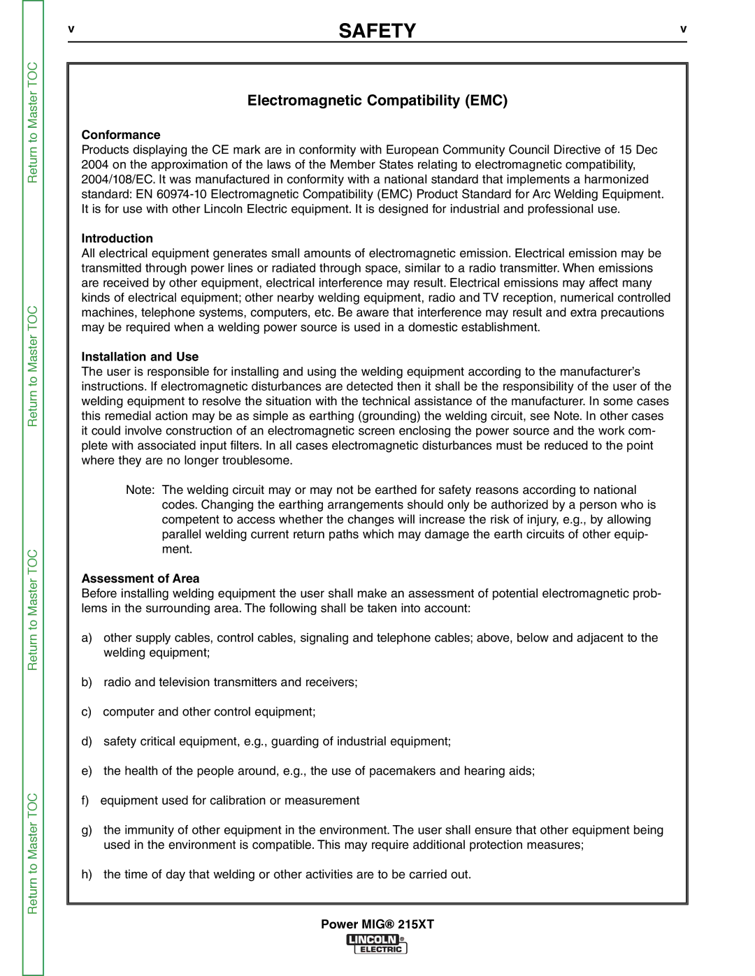 Lincoln Electric 11521 service manual Safety 