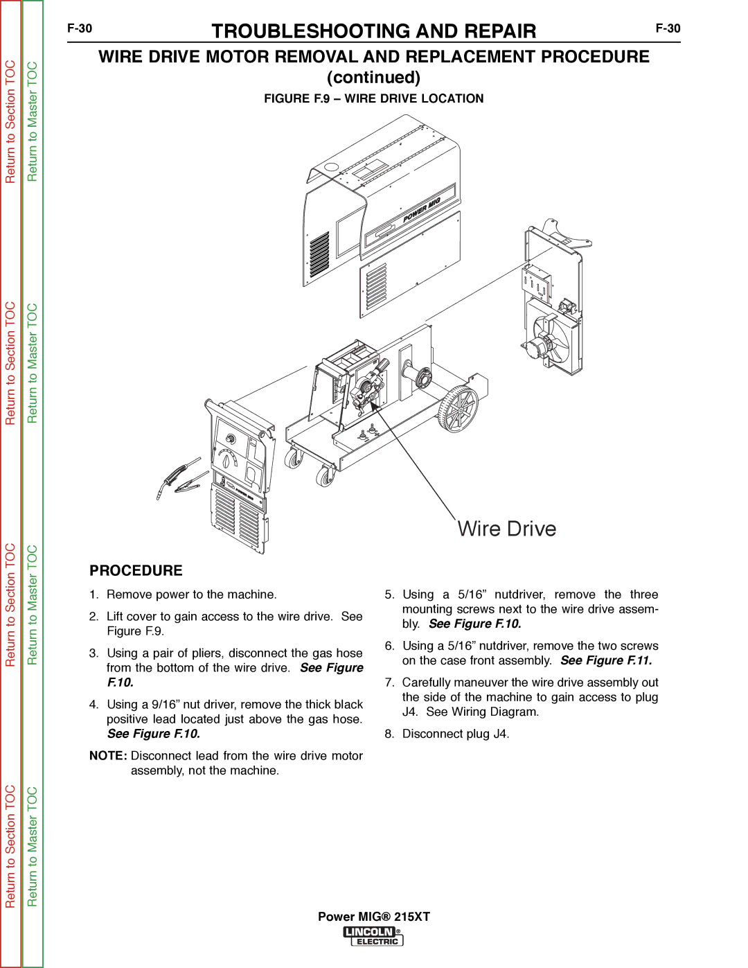 Lincoln Electric 11521 service manual Wire Drive 