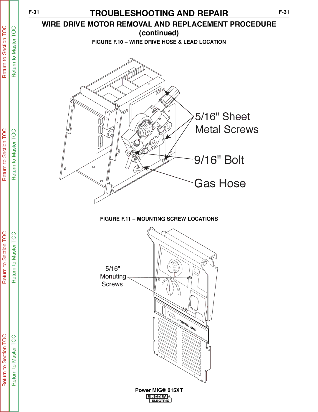 Lincoln Electric 11521 service manual Bolt Gas Hose 