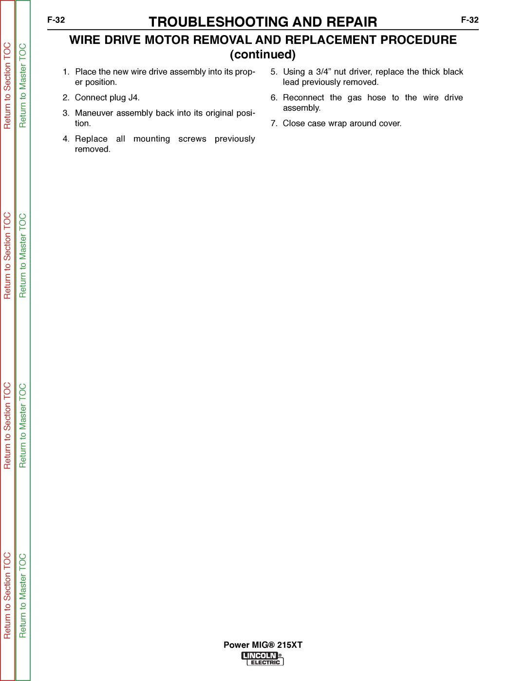 Lincoln Electric 11521 service manual Toc 