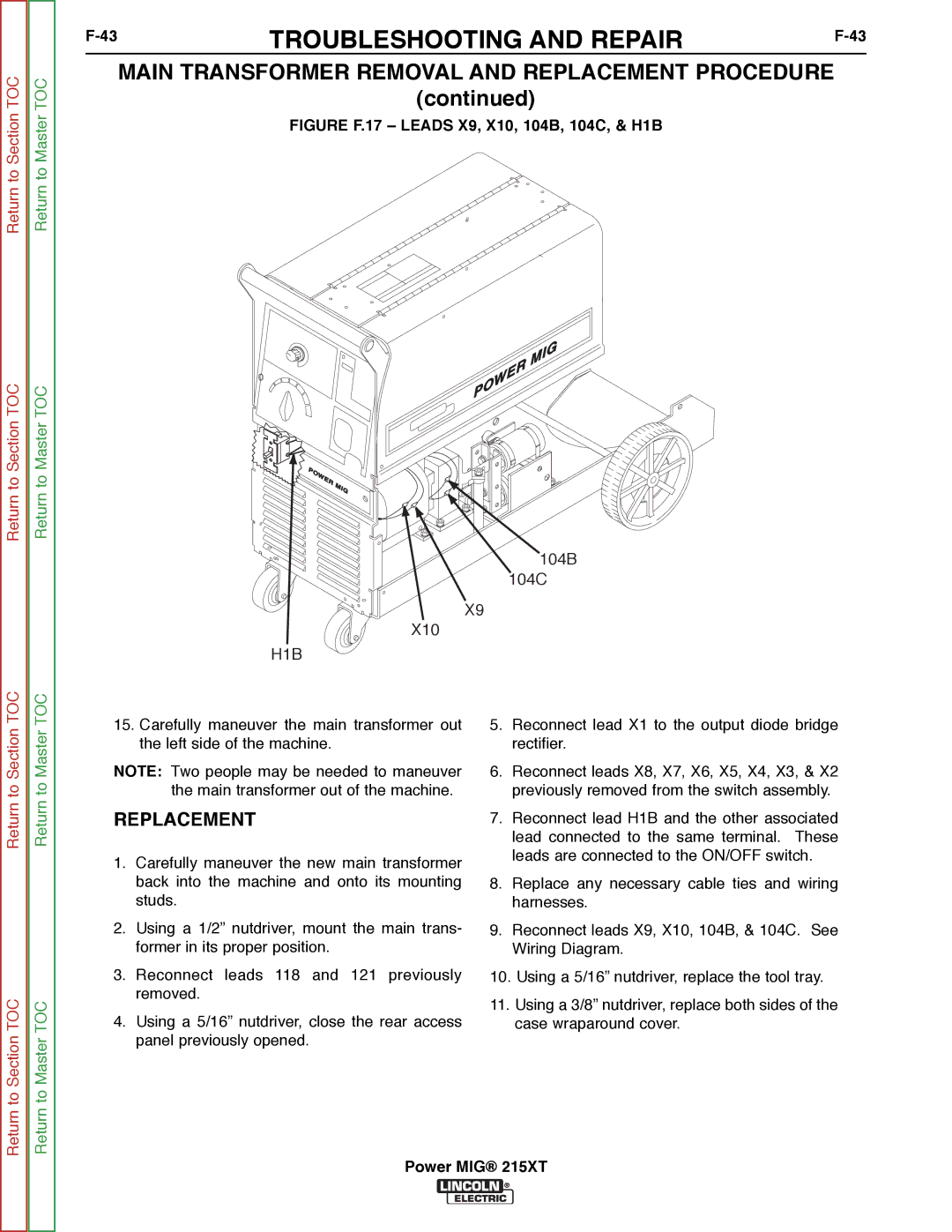 Lincoln Electric 11521 service manual Replacement 