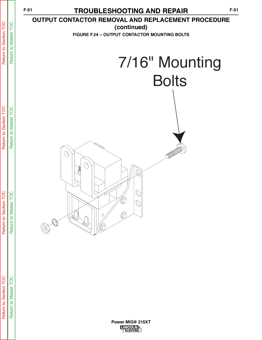 Lincoln Electric 11521 service manual Mounting Bolts 