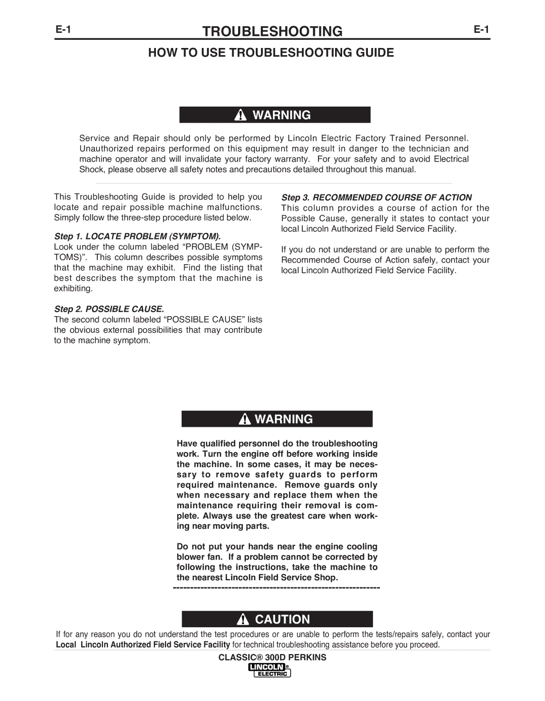 Lincoln Electric 11572 manual HOW to uSE TROubLEShOOTING GuIDE 