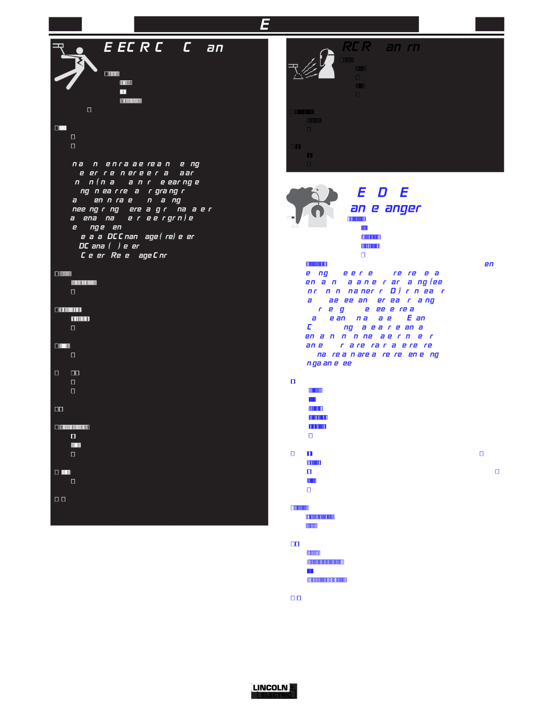 Lincoln Electric 11587, 11459, 11458 manual Electric Shock can kill 