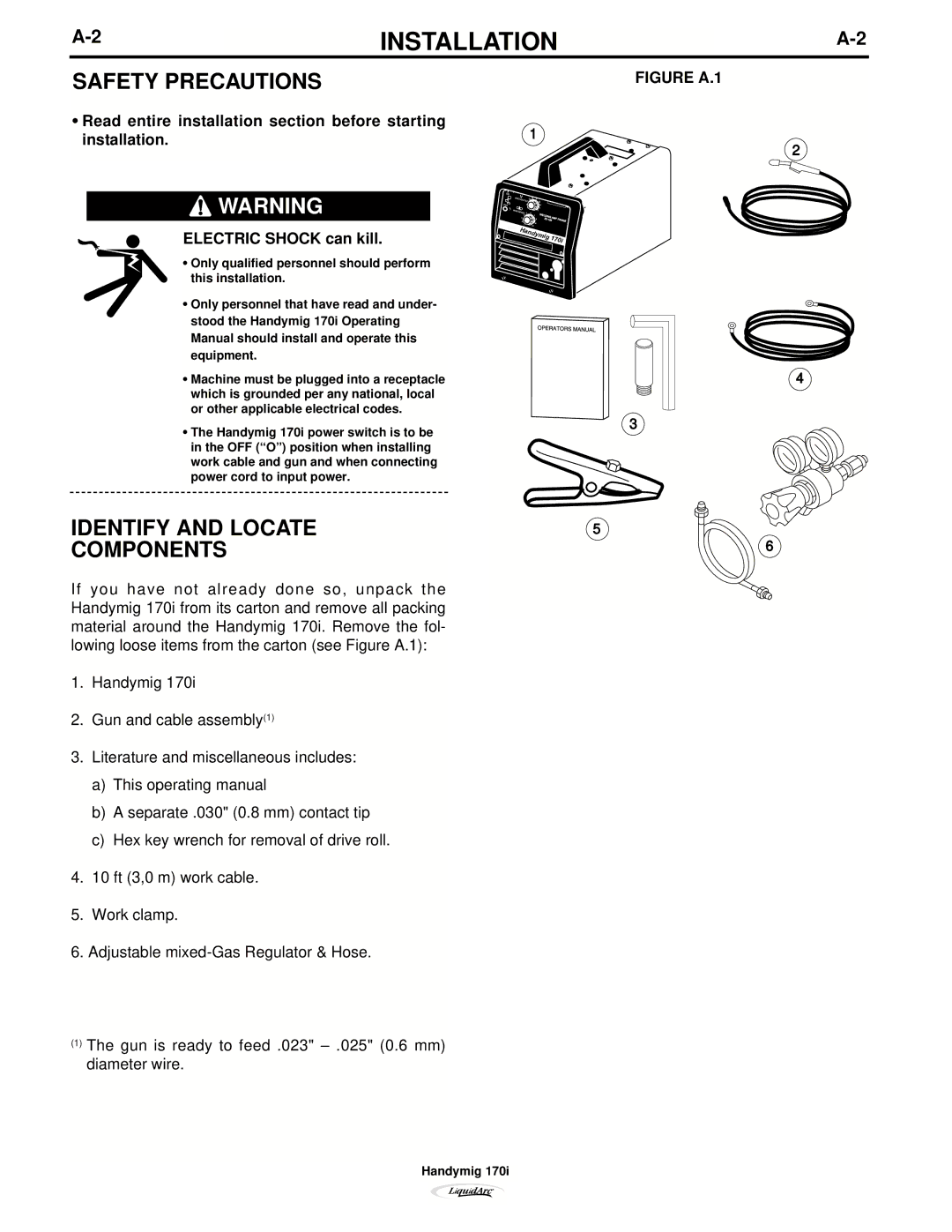 Lincoln Electric 170I manual Safety Precautions, Identify and Locate Components 