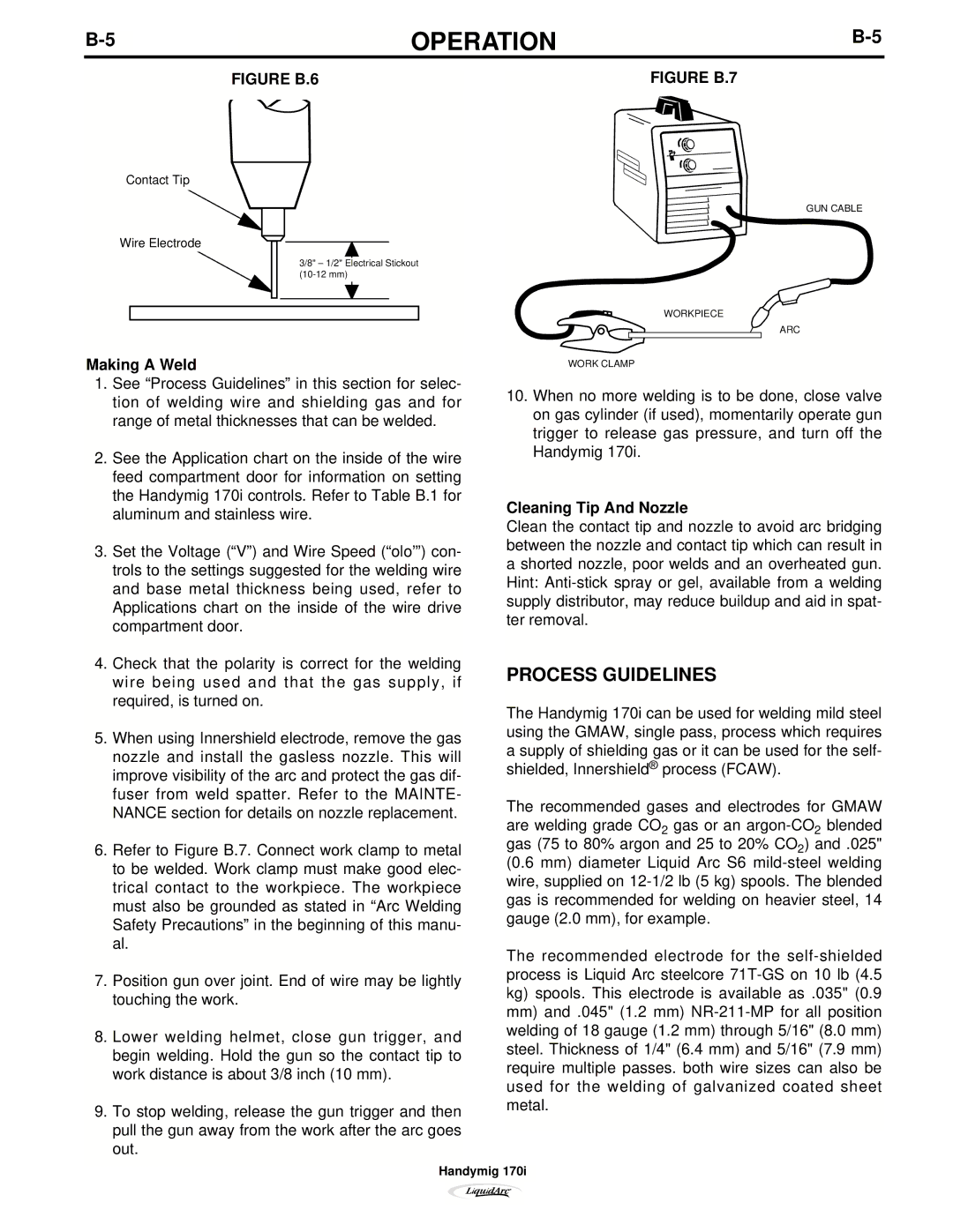 Lincoln Electric 170I manual Process Guidelines, Making a Weld, Cleaning Tip And Nozzle 