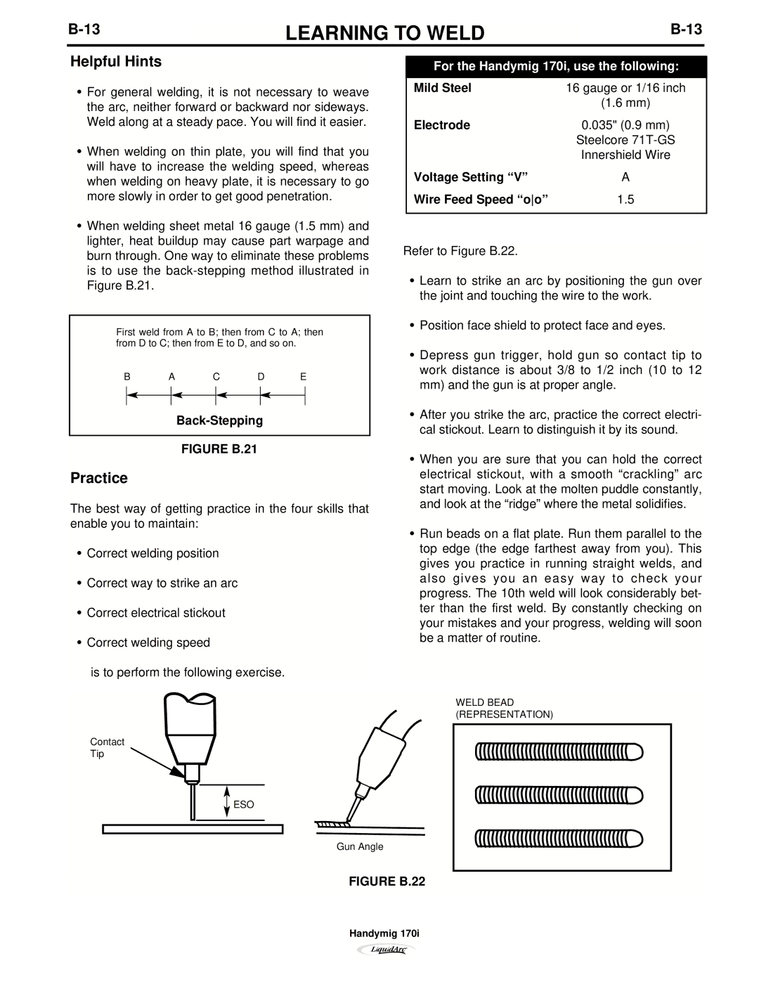 Lincoln Electric 170I manual Helpful Hints, Practice 