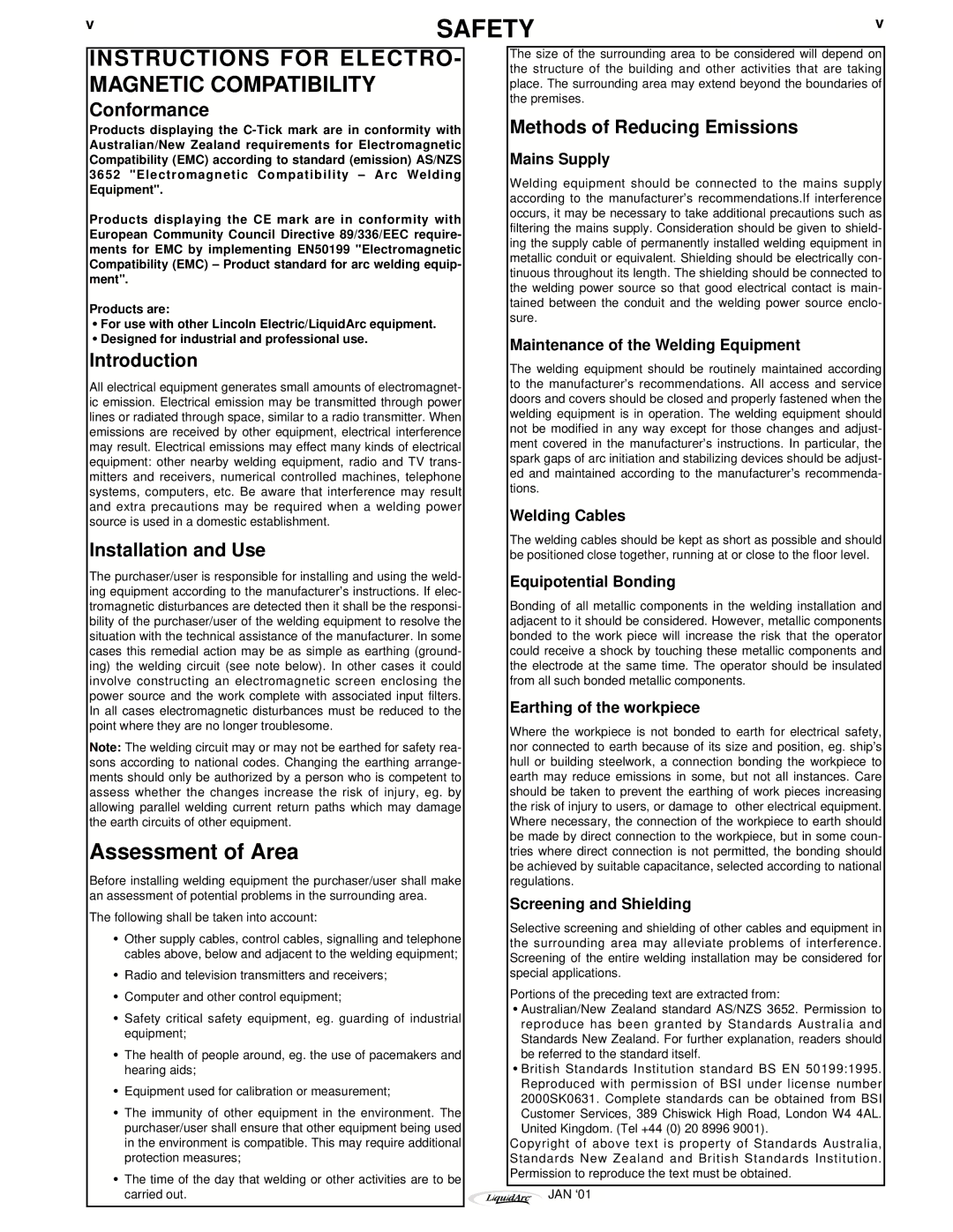 Lincoln Electric 170I manual Instructions for ELECTRO- Magnetic Compatibility, Assessment of Area 