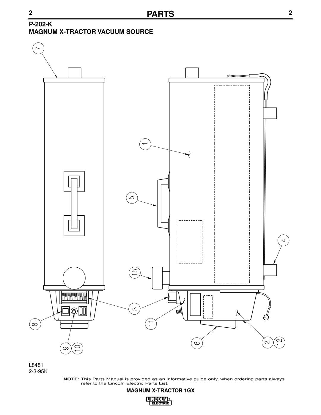 Lincoln Electric 1GX manual Magnum X-TRACTOR Vacuum Source 