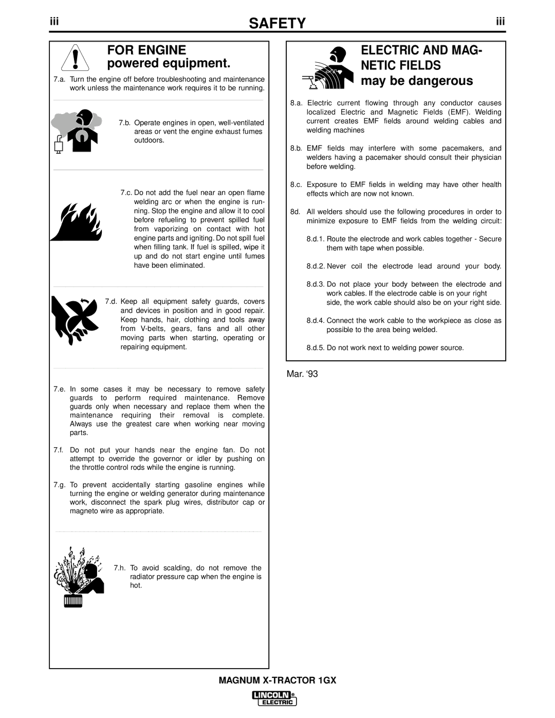 Lincoln Electric 1GX manual May be dangerous, For Engine powered equipment 