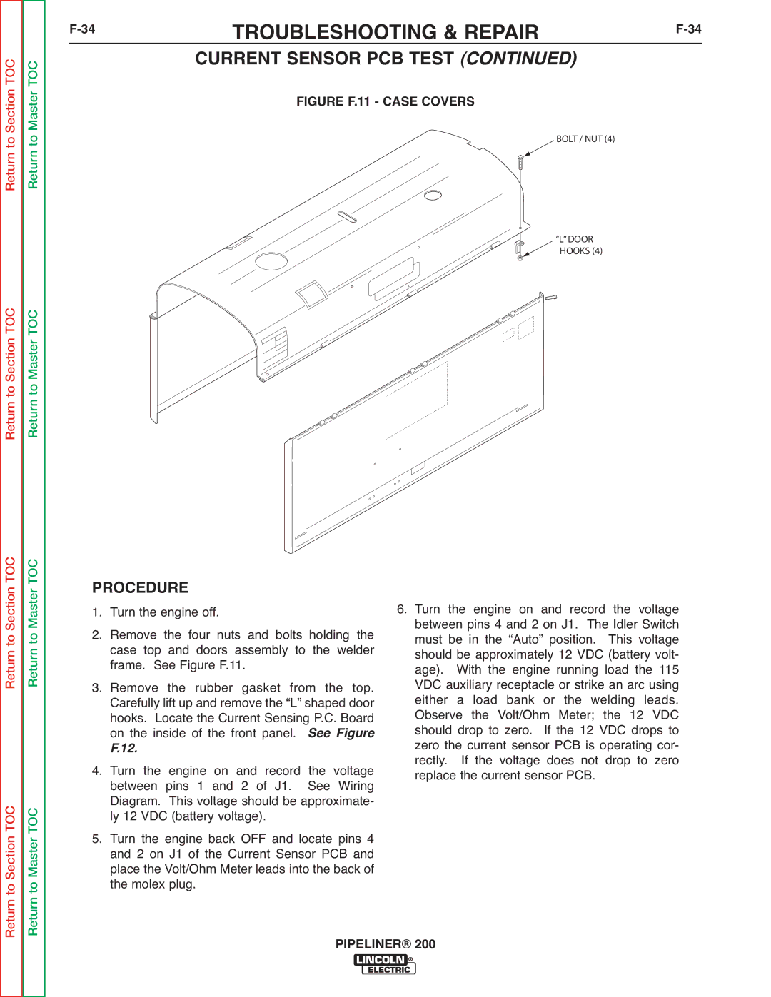 Lincoln Electric 200 service manual 34TROUBLESHOOTING & REPAIRF-34, Figure F.11 Case Covers 