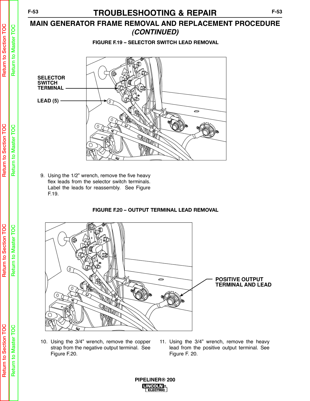 Lincoln Electric 200 service manual 53TROUBLESHOOTING & REPAIRF-53, Lead 