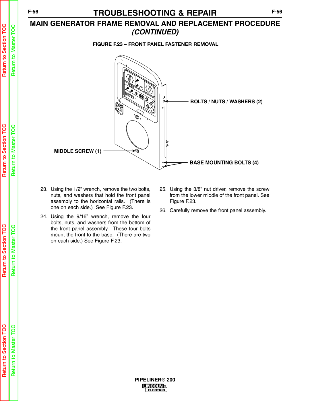 Lincoln Electric 200 service manual 56TROUBLESHOOTING & REPAIRF-56 