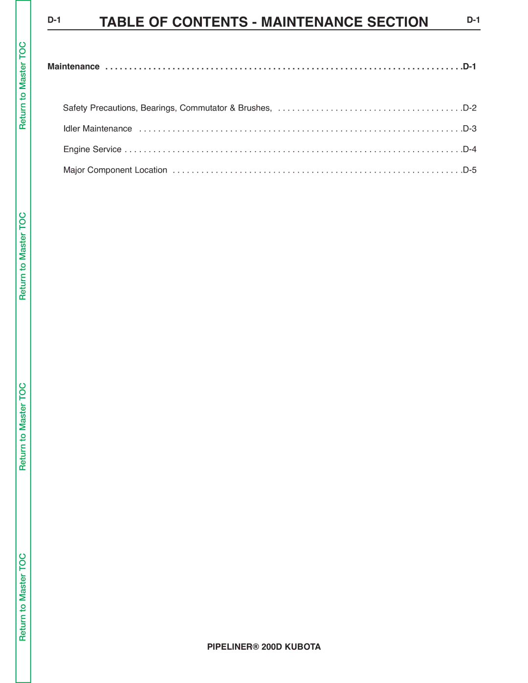 Lincoln Electric 200 service manual Table of Contents Maintenance Section 