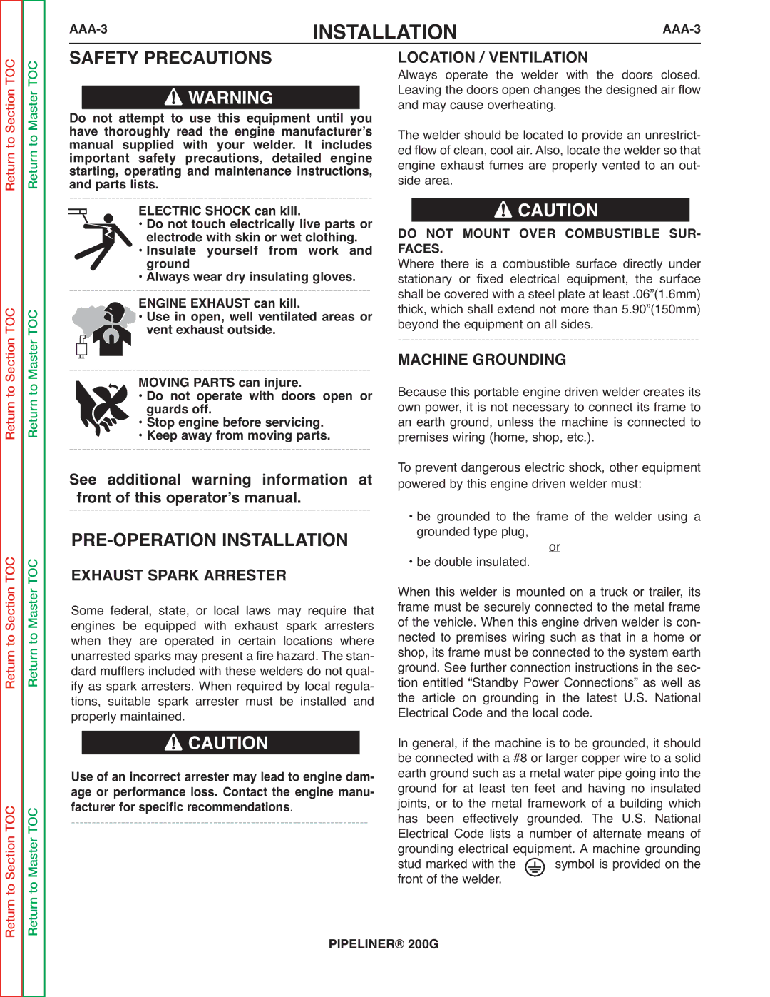 Lincoln Electric 200 service manual AAA-3 