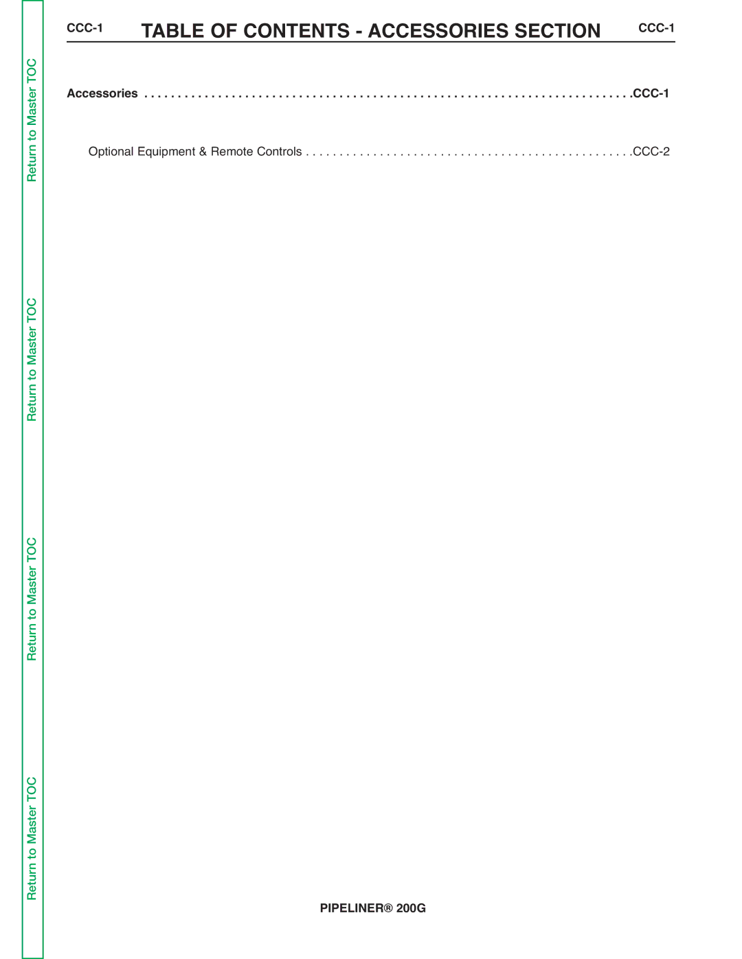 Lincoln Electric 200 service manual CCC-1TABLE of Contents Accessories Section CCC-1 