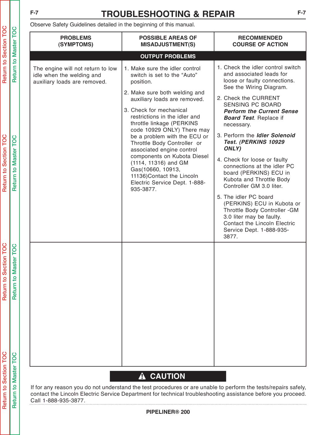 Lincoln Electric 200 service manual Test. Perkins 