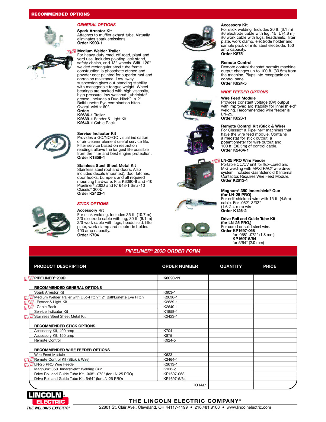 Lincoln Electric 200D technical specifications LIN Coln Elec Tric Comp ANY 