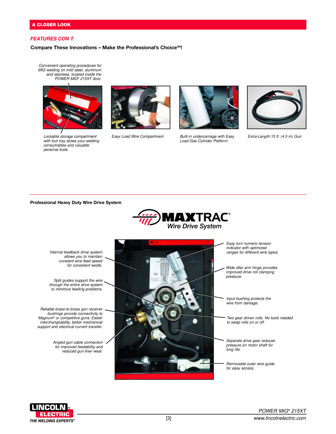 Lincoln Electric 215 XT warranty Compare These Innovations Make the Professional’s ChoiceSM 