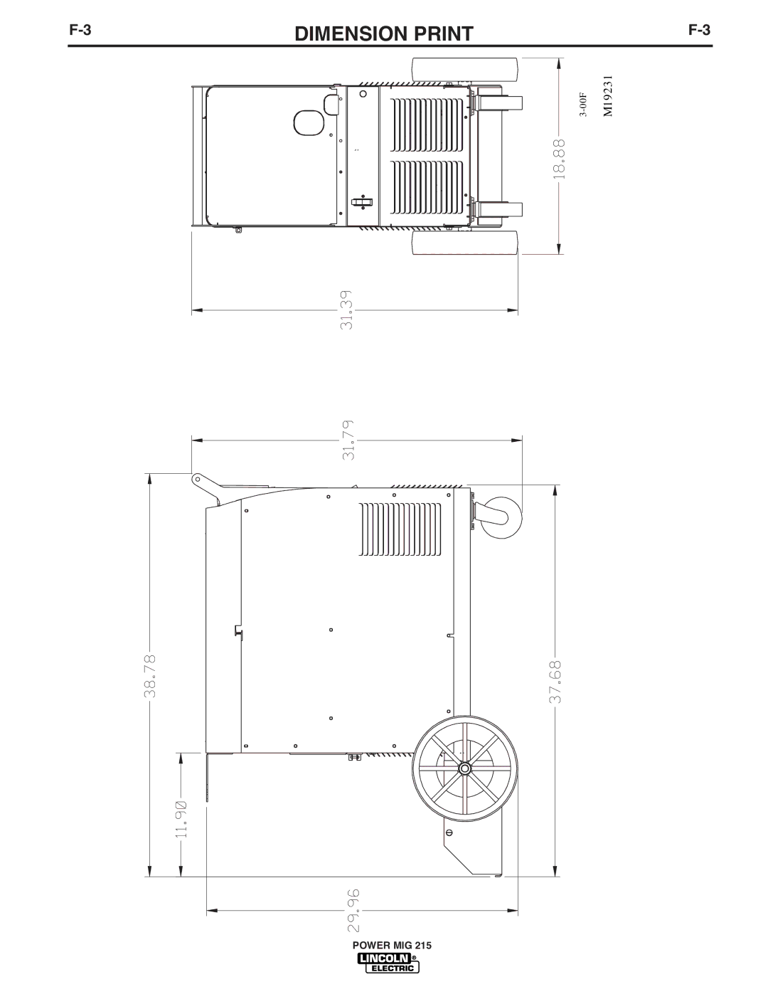 Lincoln Electric 215 manual Dimension Print 