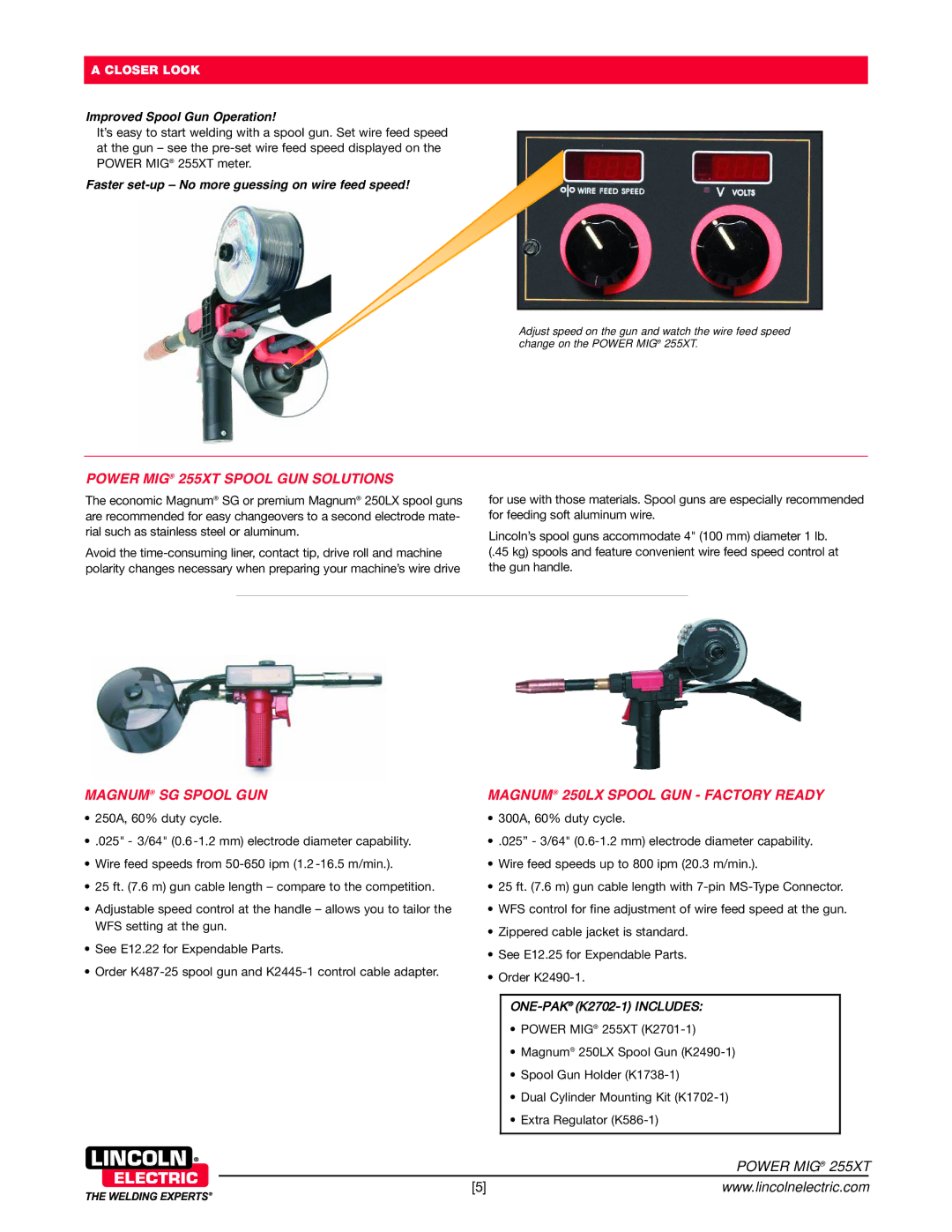 Lincoln Electric Power MIG 255XT Spool GUN Solutions, Magnum SG Spool GUN, Magnum 250LX Spool GUN -FACTORY Ready 