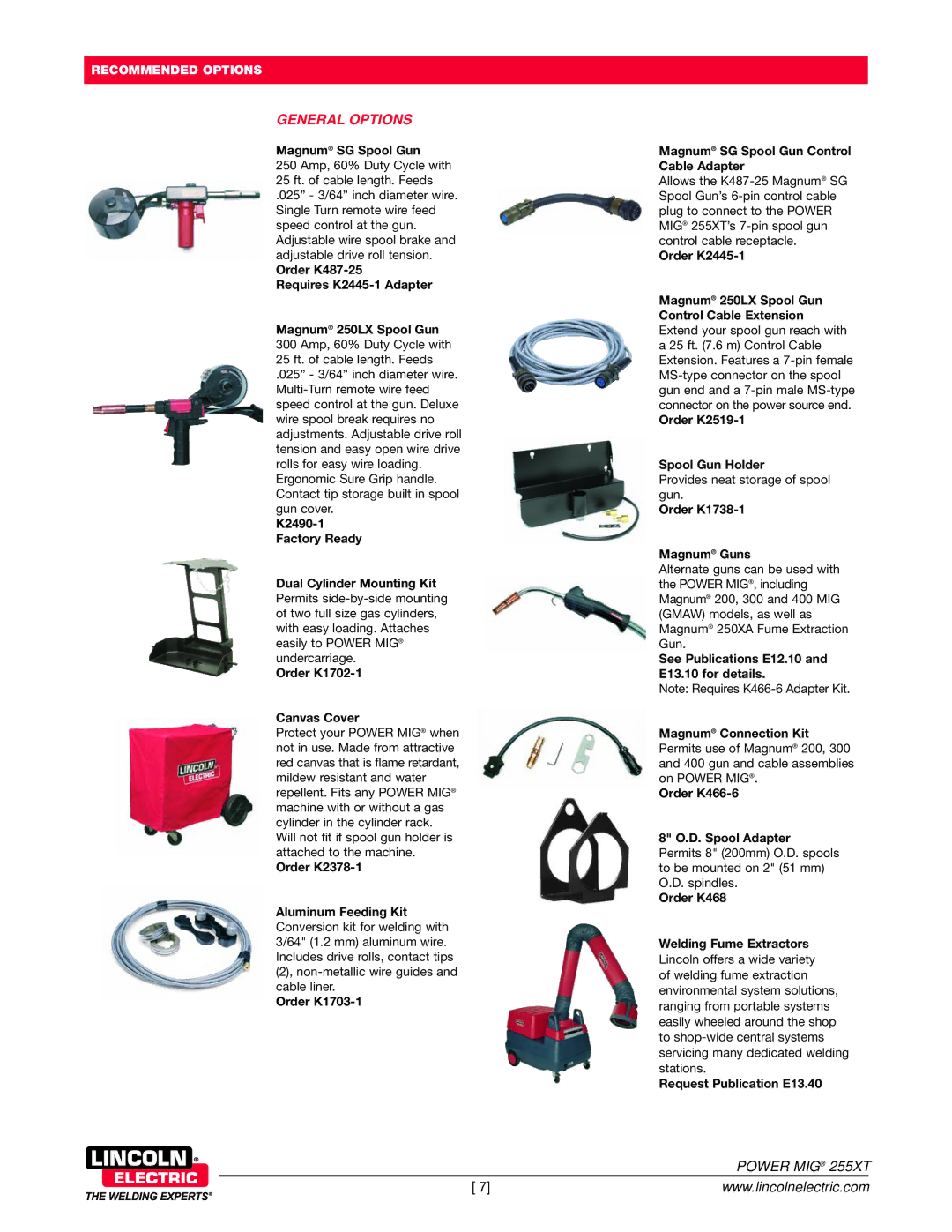 Lincoln Electric 255XT warranty General Options 