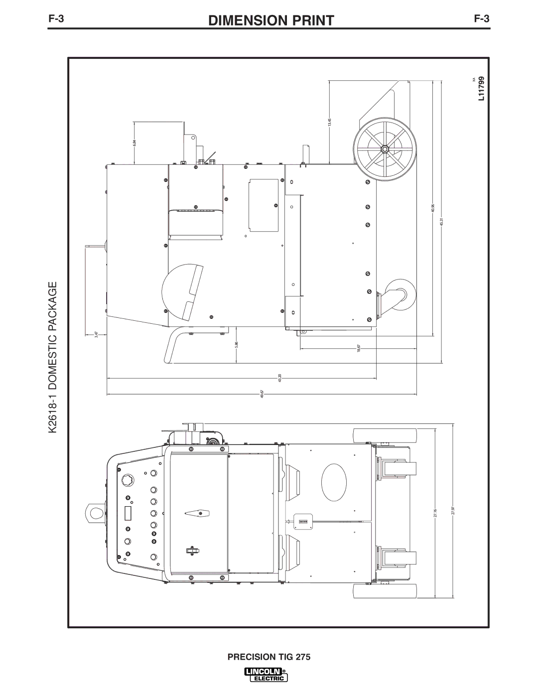 Lincoln Electric 275 manual Dimension Print 