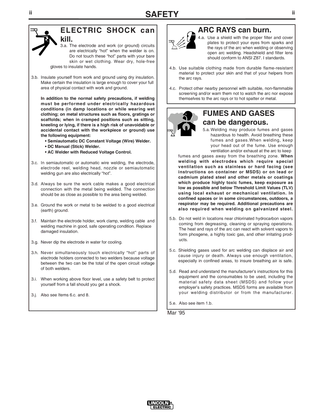 Lincoln Electric 300 DLX manual Electric Shock can kill 