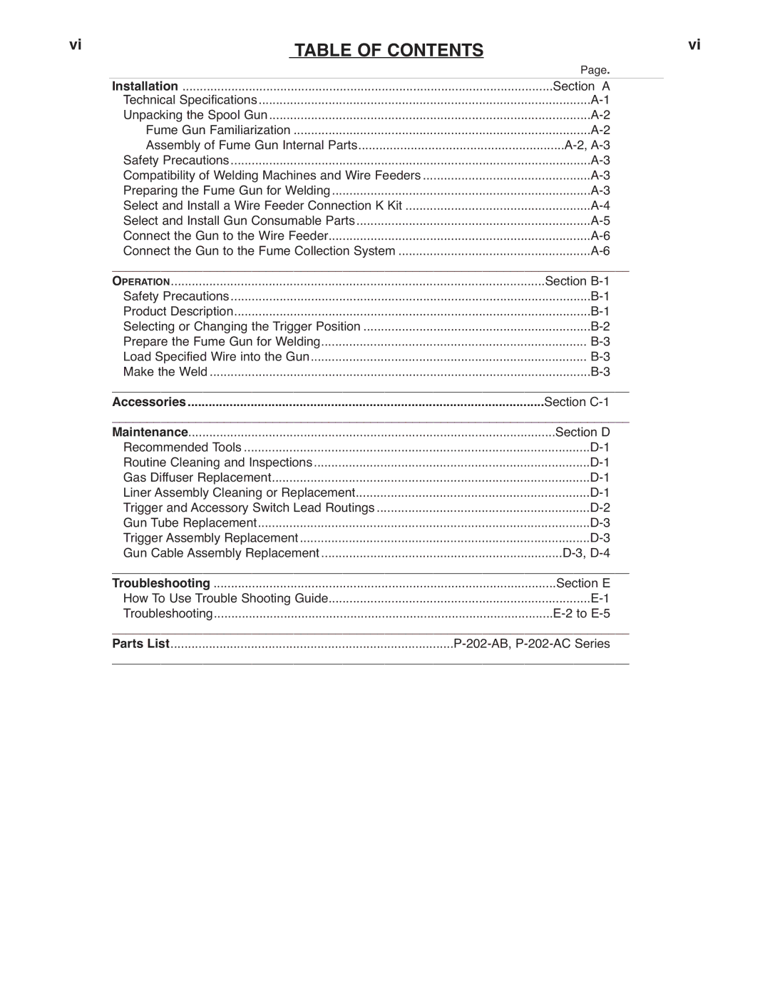 Lincoln Electric 550, 350 manual Table of Contents 