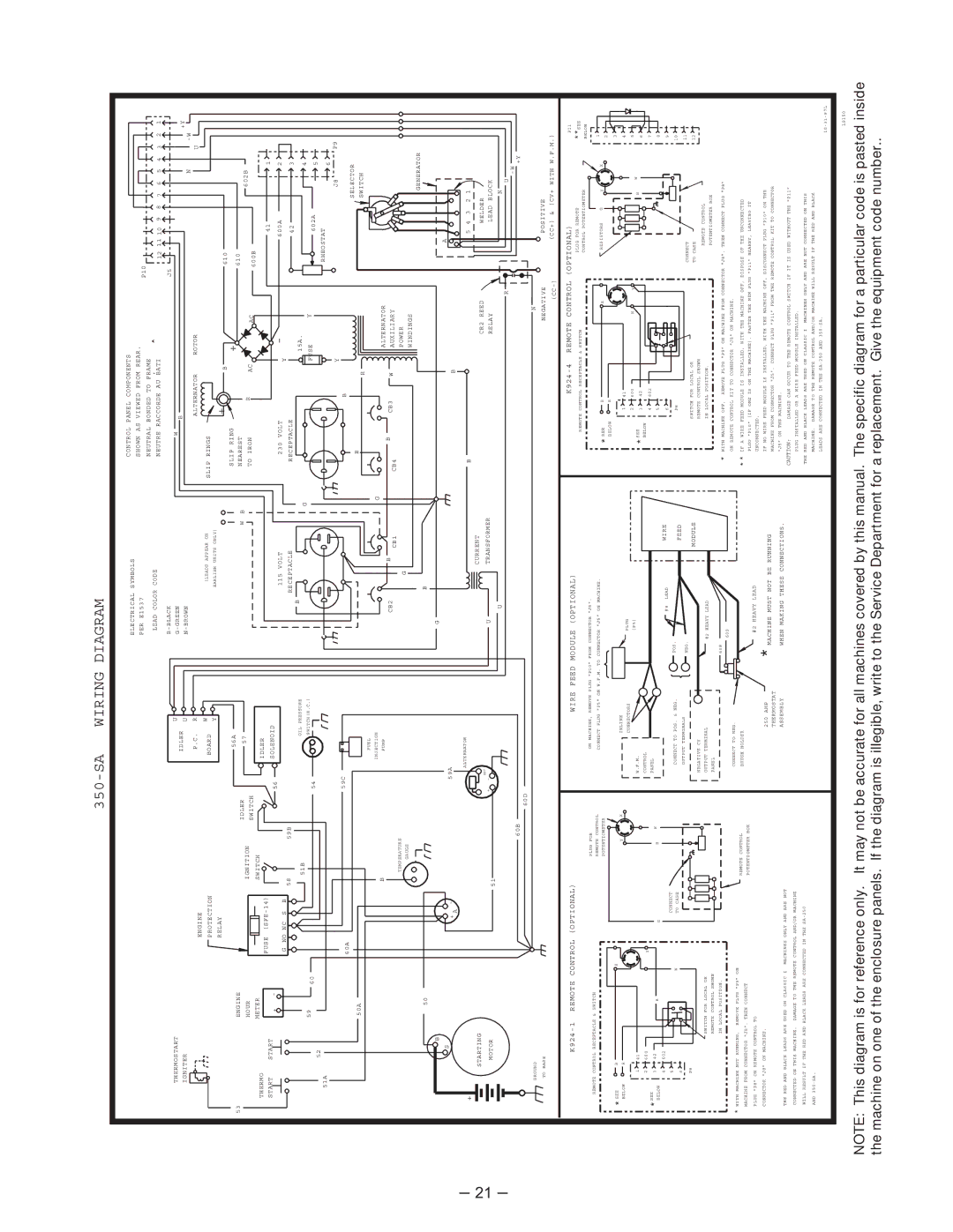 Lincoln Electric 350-SA manual SA Wiring Diagram 