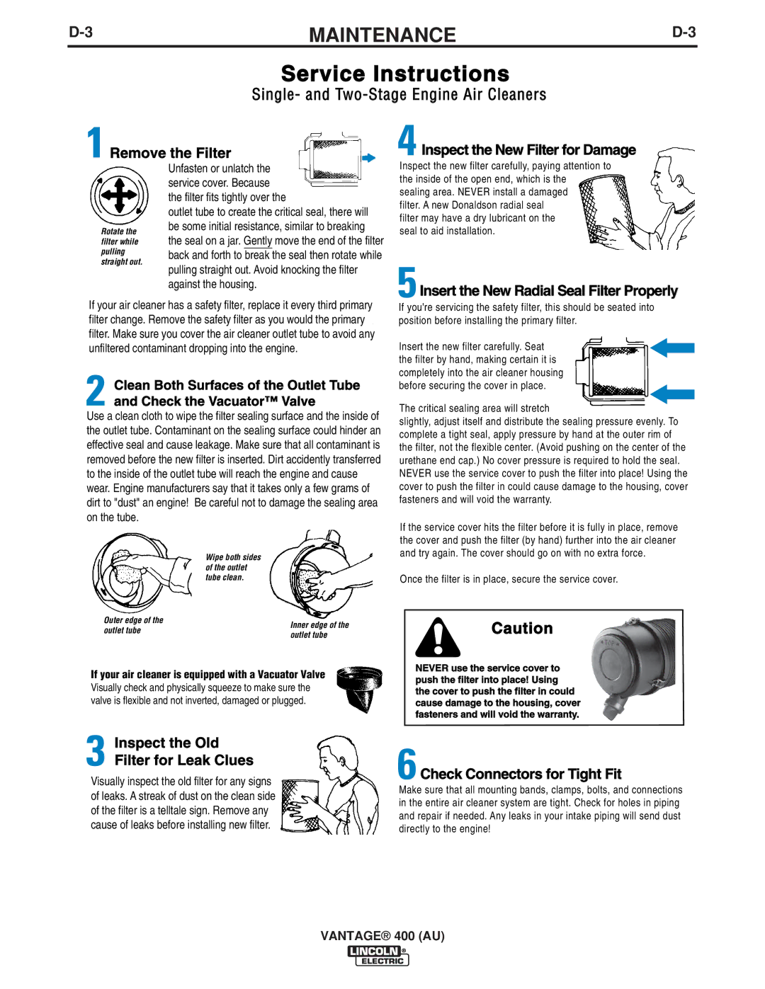 Lincoln Electric 400 (AU) manual Service Instructions 