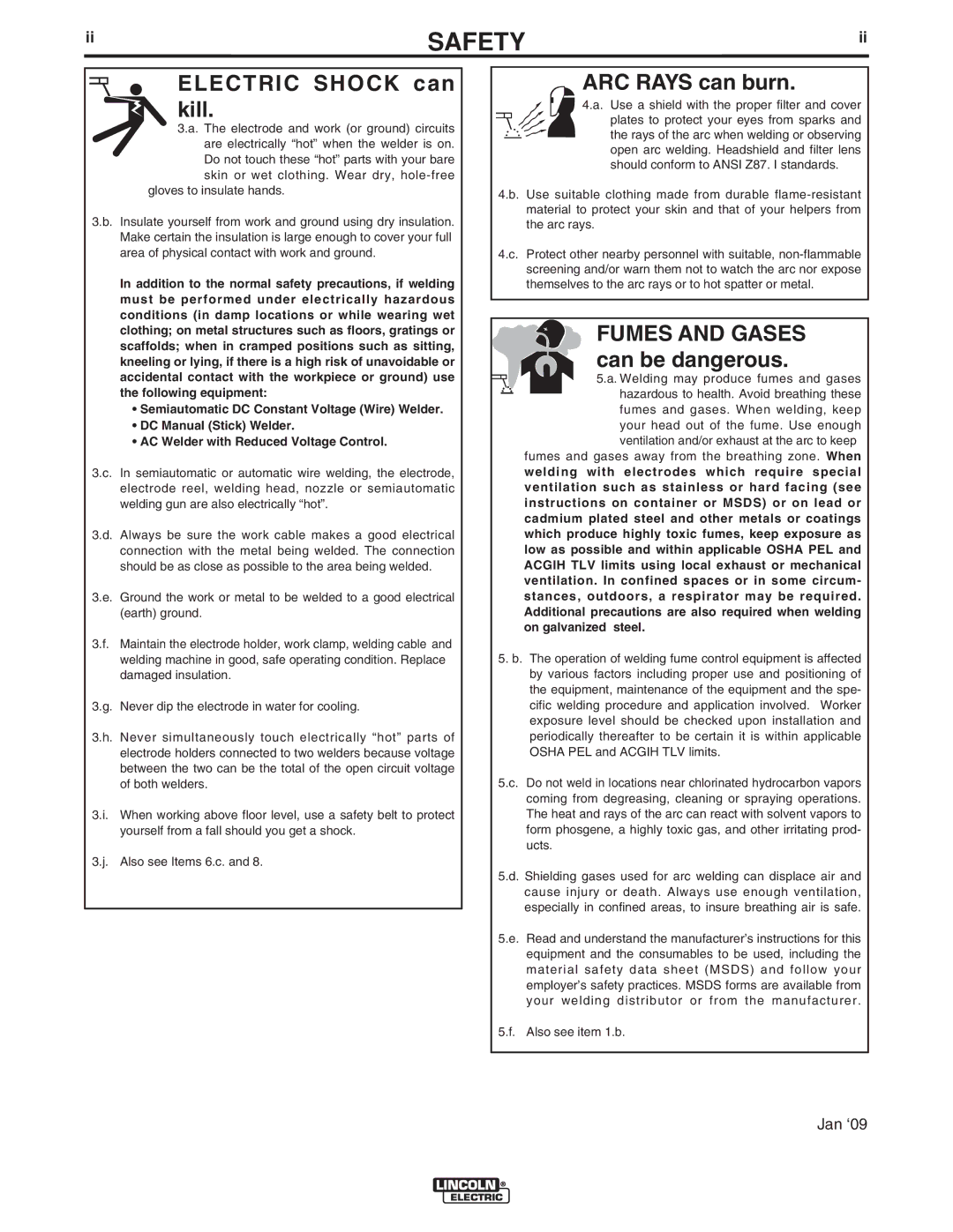 Lincoln Electric 400 (AU) manual Electric Shock can kill 