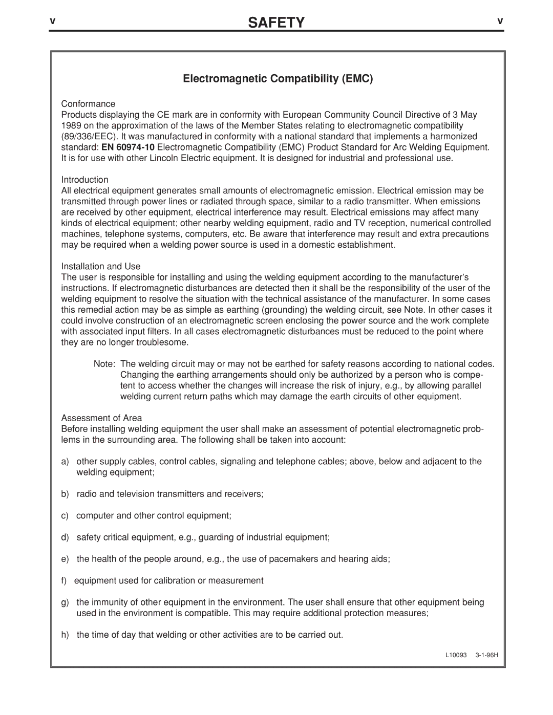 Lincoln Electric 400 (AU) manual Electromagnetic Compatibility EMC 