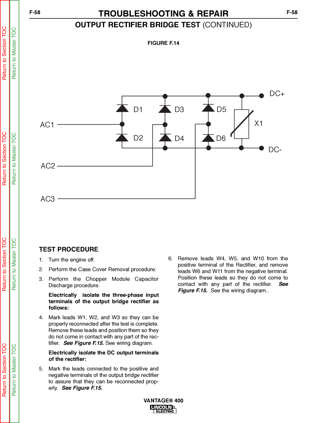 Lincoln Electric 400 service manual AC1 AC2 AC3 