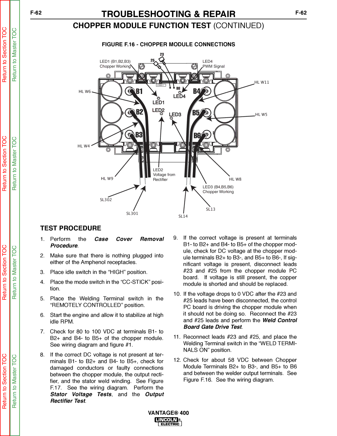 Lincoln Electric 400 service manual Figure F.16 Chopper Module Connections 