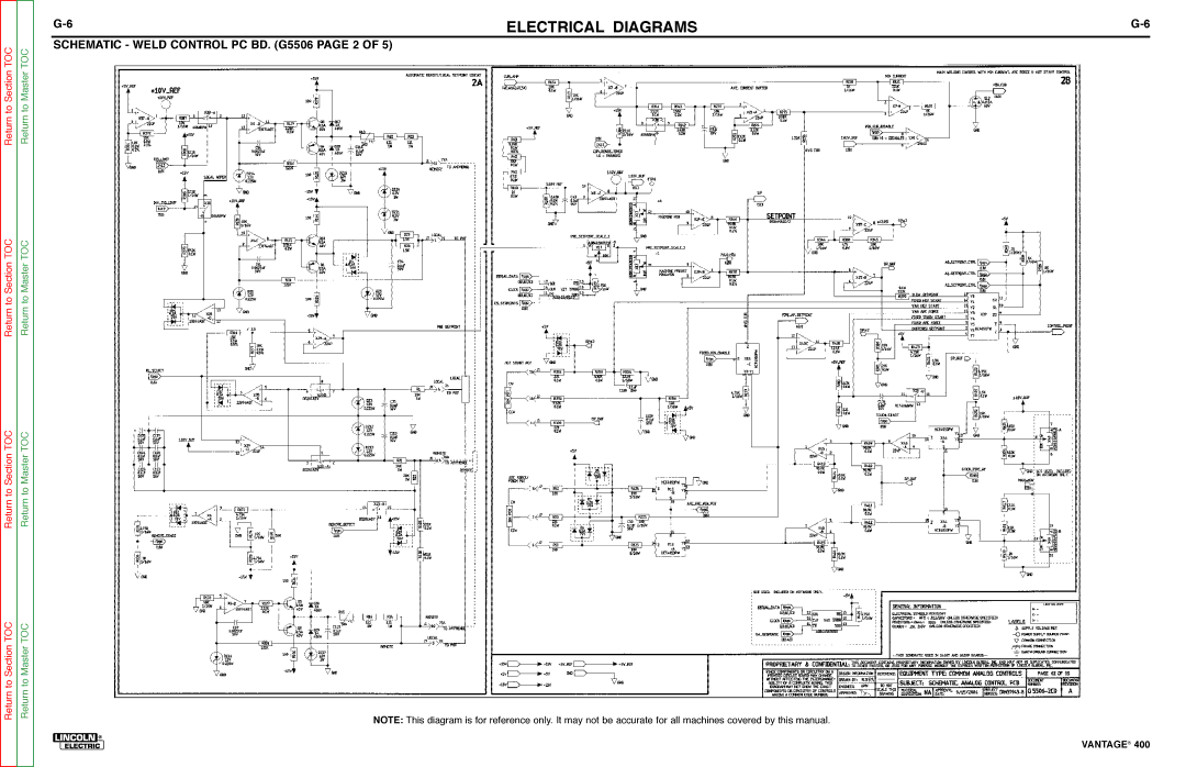 Lincoln Electric 400 service manual Schematic Weld Control PC BD. G5506 page 2 