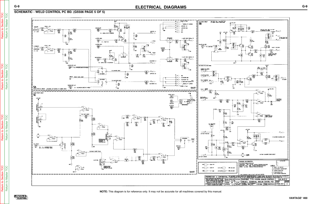 Lincoln Electric 400 service manual Schematic Weld Control PC BD. G5506 page 5 