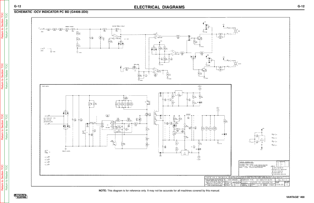 Lincoln Electric 400 service manual Schematic -OCV Indicator PC BD G4406-2D0 