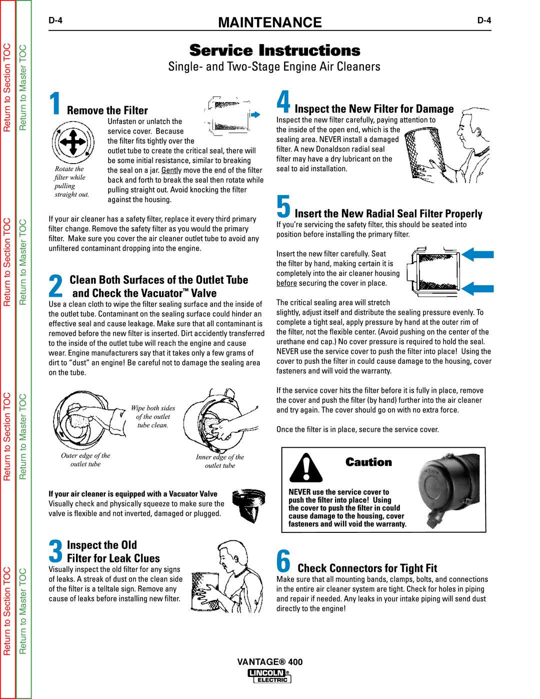 Lincoln Electric 400 service manual Maintenance 