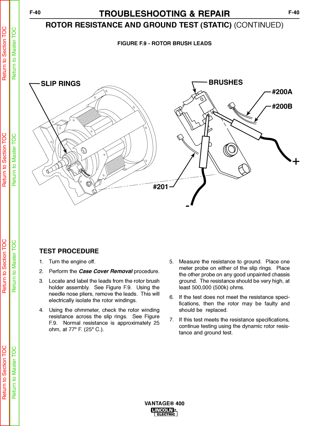 Lincoln Electric 400 service manual Slip Rings Brushes 