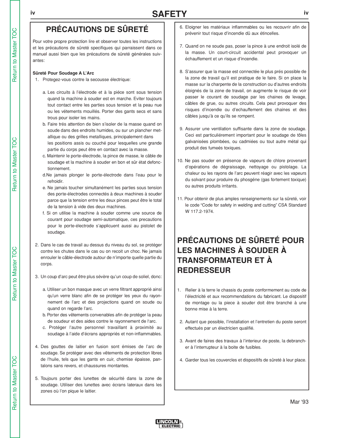 Lincoln Electric 355M, 405M service manual LES Machines À Souder À 