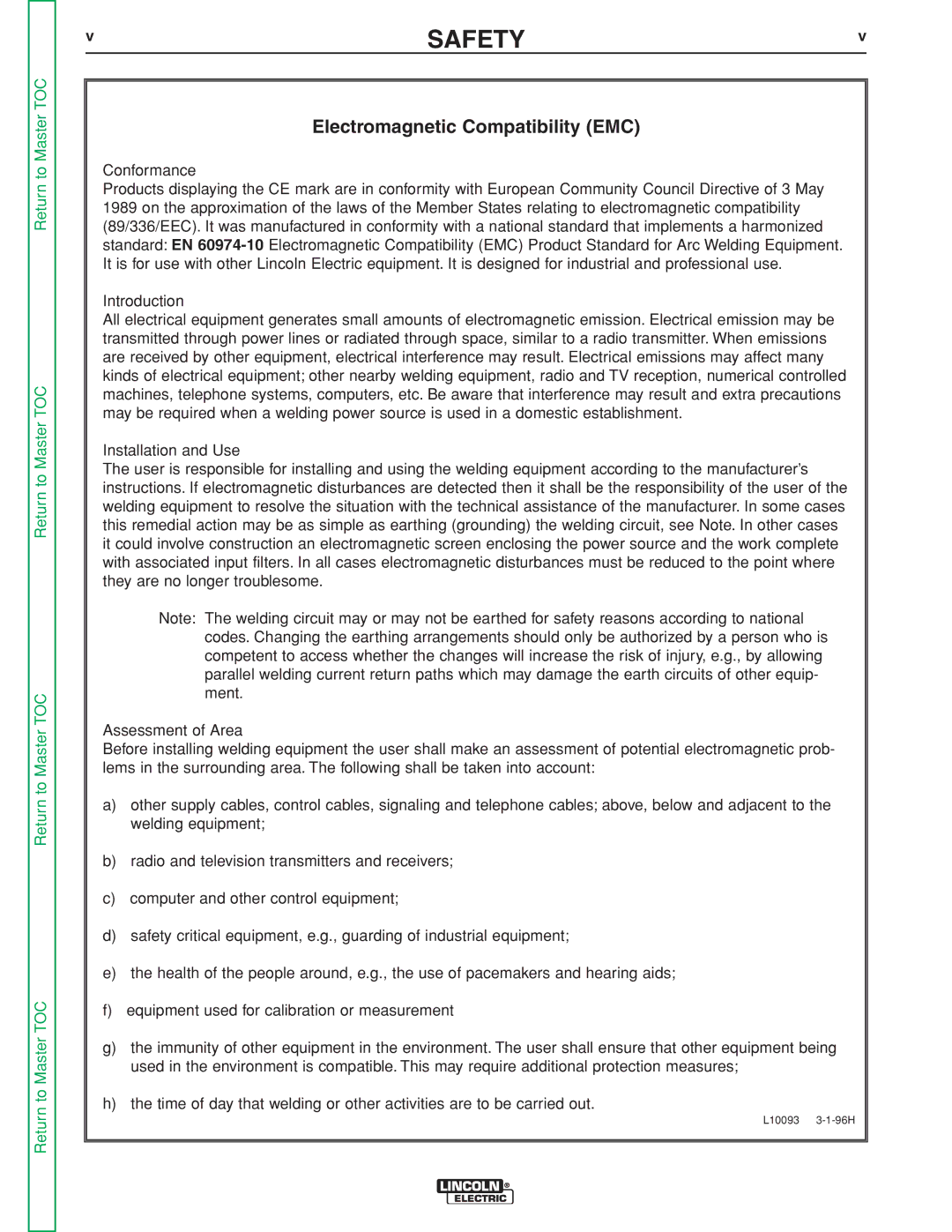 Lincoln Electric 405M, 355M service manual Electromagnetic Compatibility EMC 