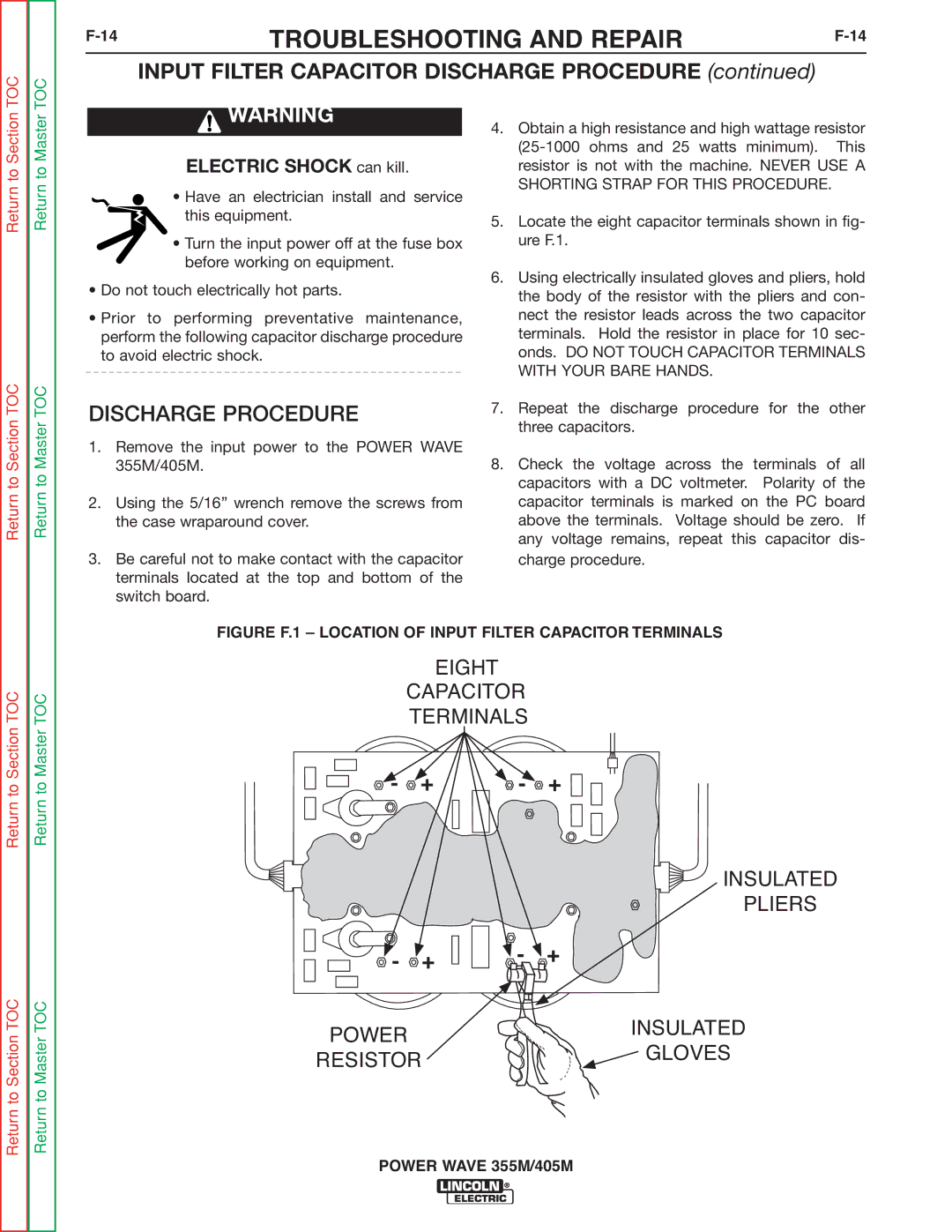 Lincoln Electric 405M, 355M service manual Discharge Procedure 