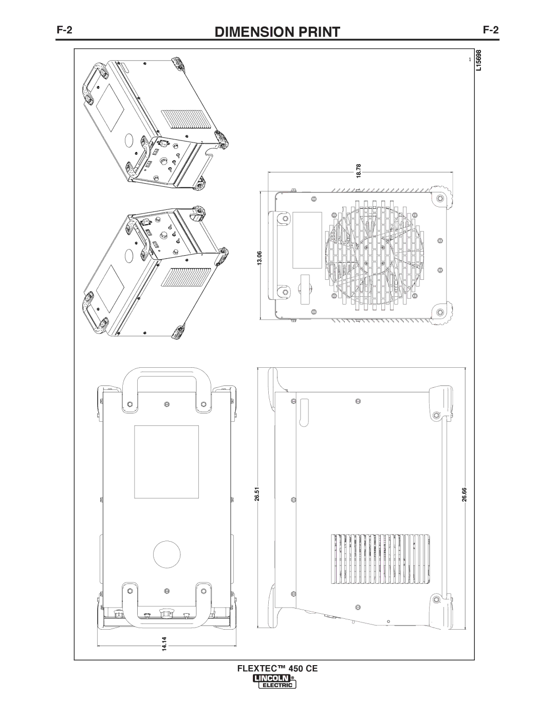 Lincoln Electric 450 CE manual Dimension Print 