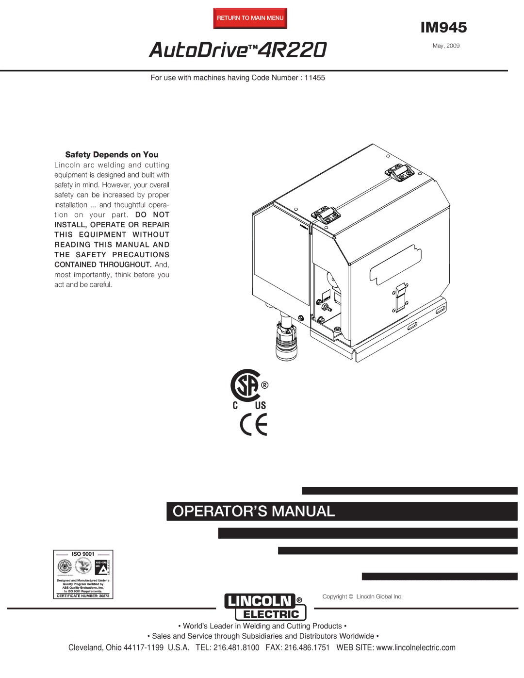 Lincoln Electric manual AutoDrive4R220 