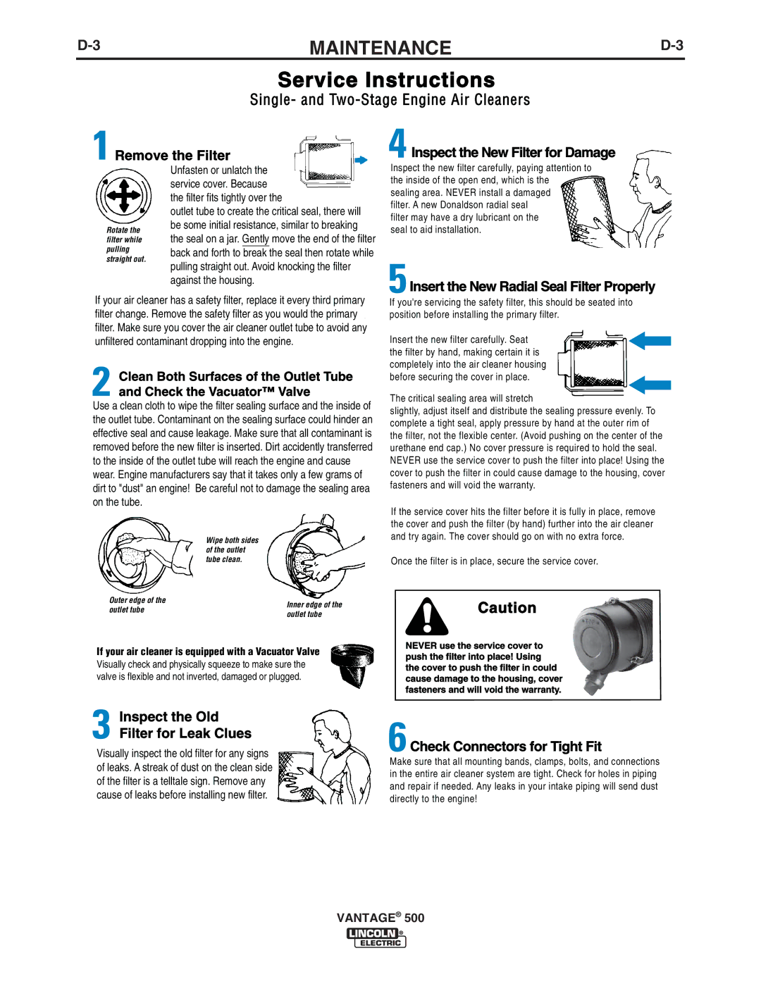 Lincoln Electric 500 manual Service Instructions 