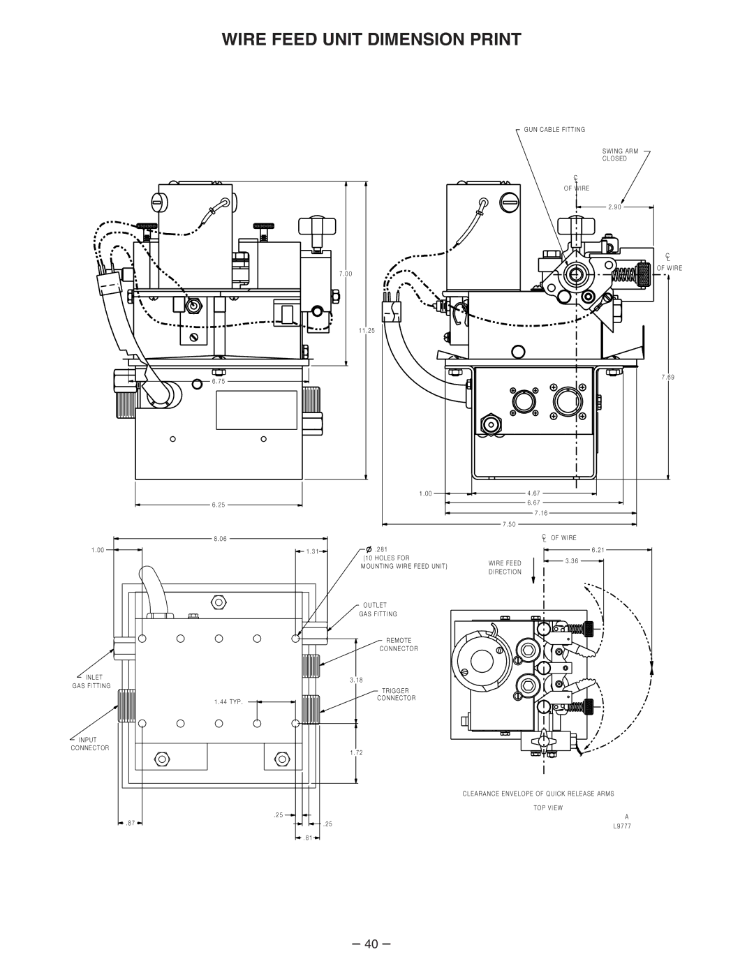 Lincoln Electric 7FH manual Wire Feed Unit Dimension Print 