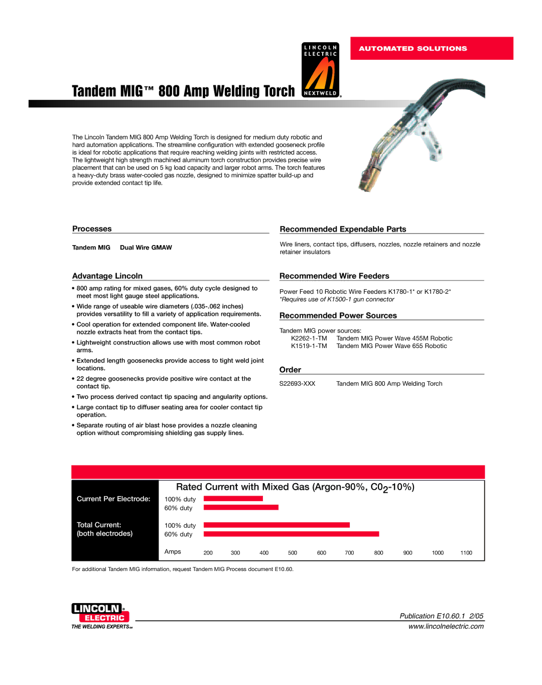 Lincoln Electric 900 manual Processes Recommended Expendable Parts, Advantage Lincoln, Recommended Wire Feeders, Order 