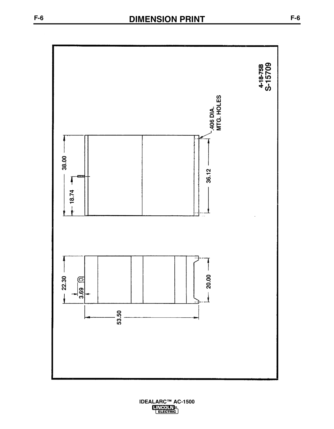 Lincoln Electric AC-1500 manual Dimension Print 