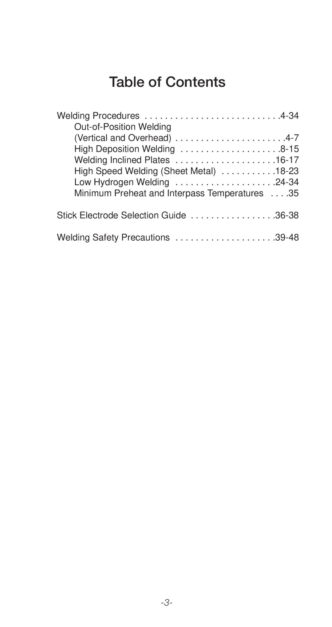 Lincoln Electric C2.410 manual Table of Contents 